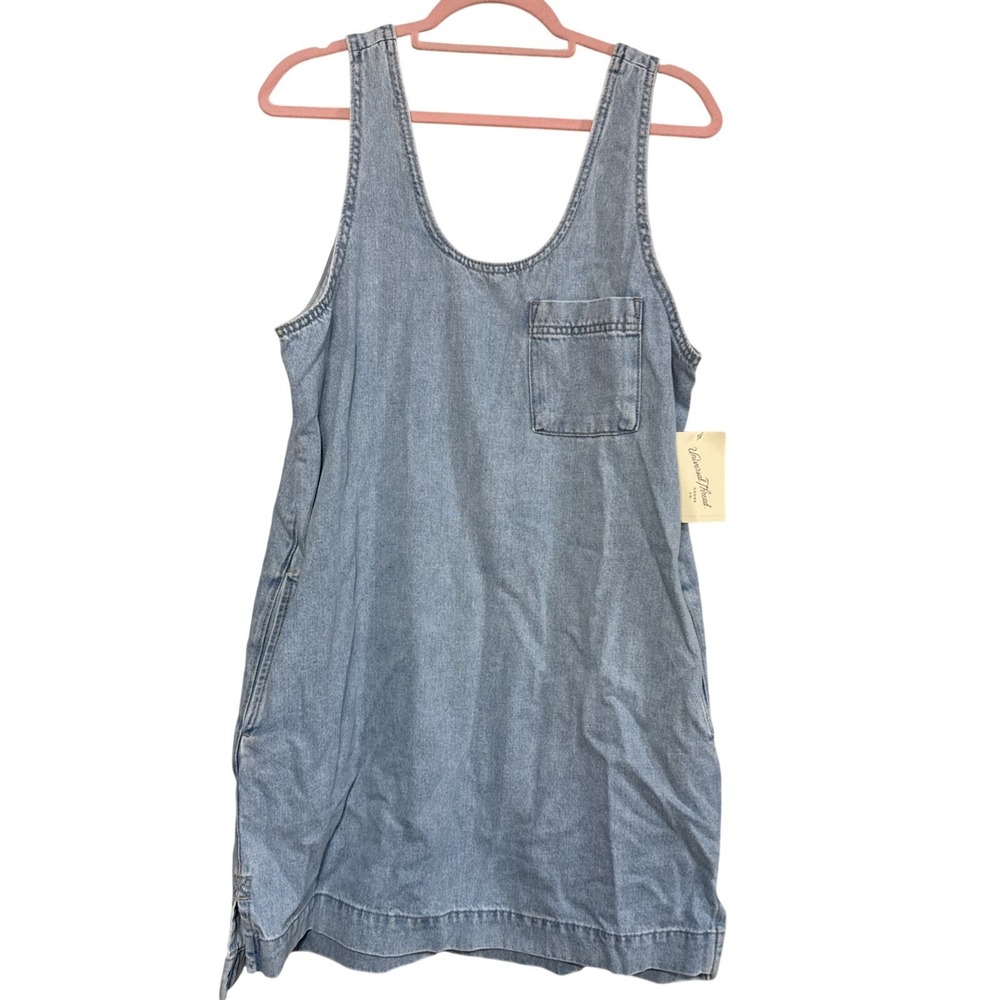 NWT Universal Thread Womens Denim Tank Mini Dress Light Wash Deep Scoop Neck S